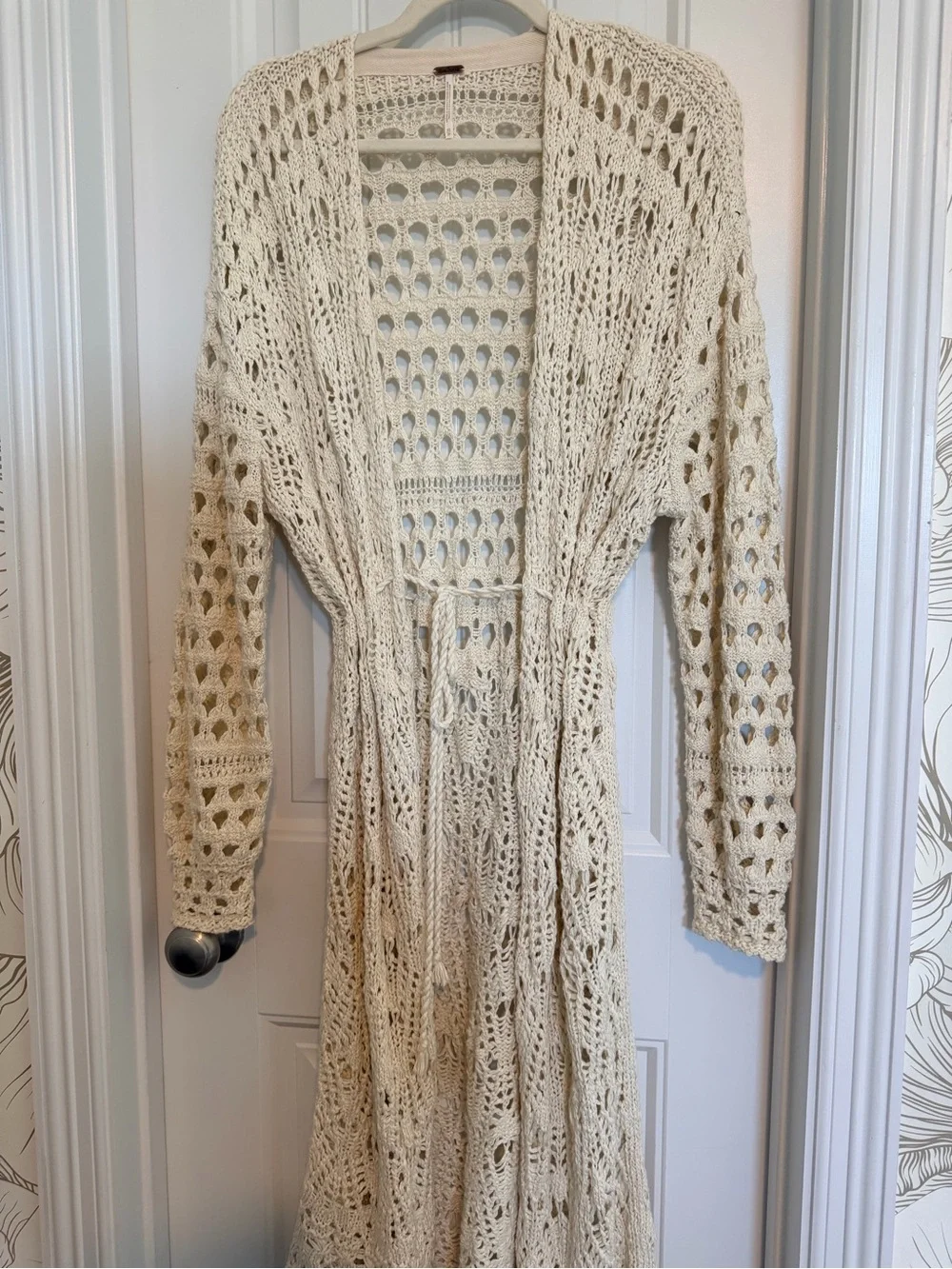 Free People Sweet Talker Crochet Cardigan Cream XS